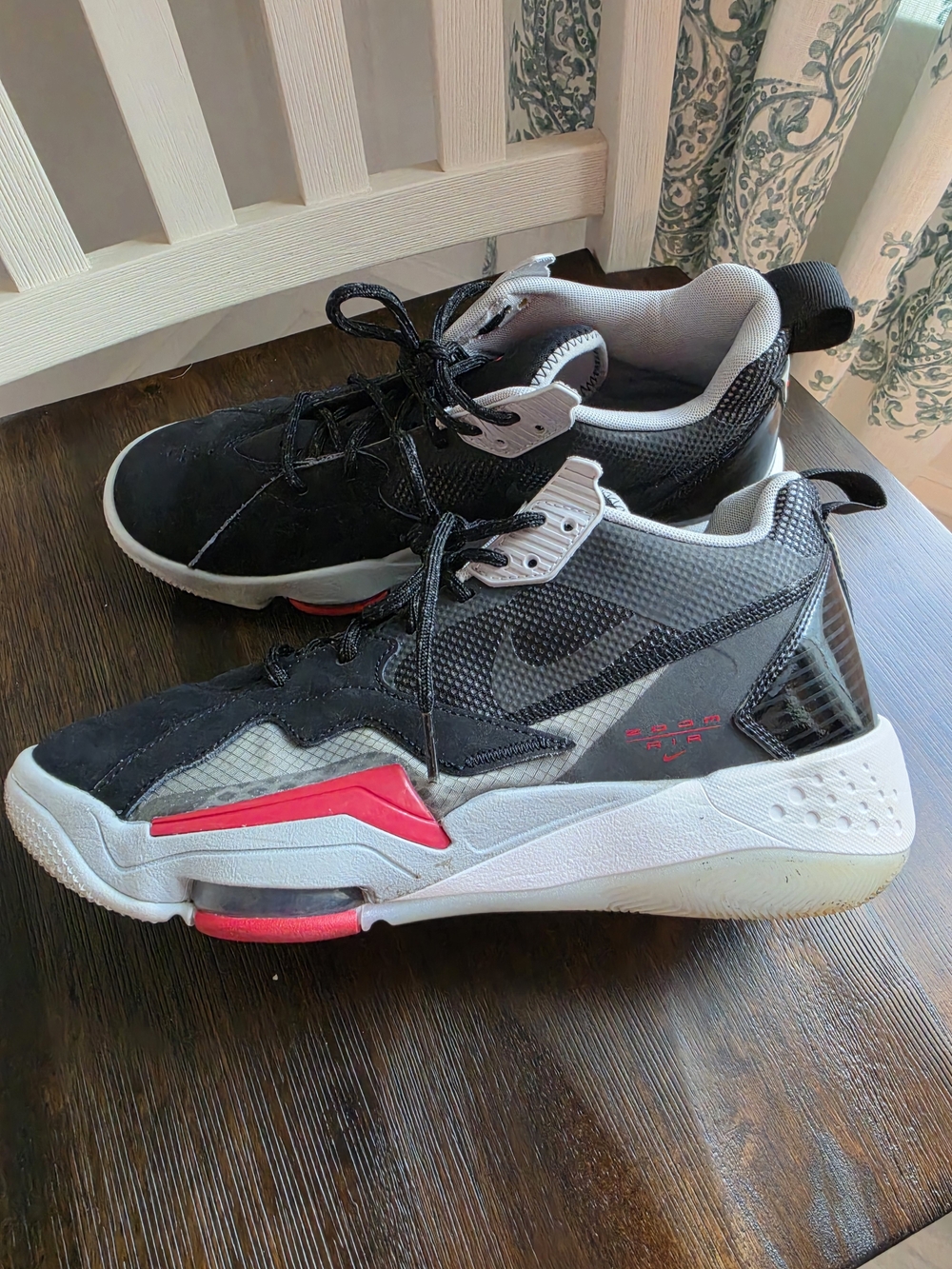 Air Jordan Men's Black and Gray Sneakers with Red Accent - Picture 1 of 6